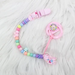 Pink Magnetic Pacifier and Pacifier Chain Set For Reborn Baby Doll Princess Girl Reborn Babies Doll Accessories Shining Nipple