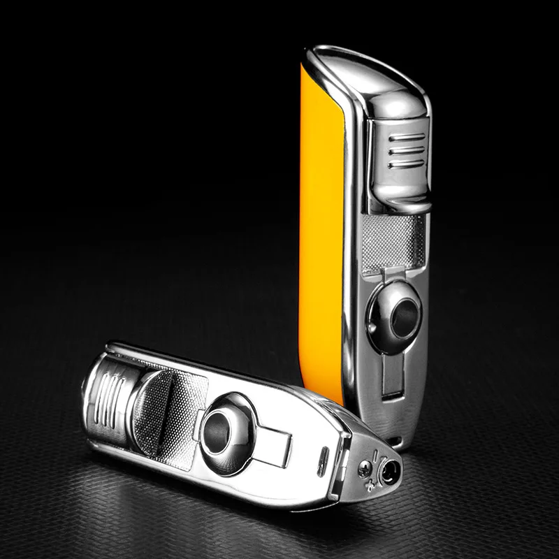 

Original Metal Three Nozzle Gas Lighter Butane Torch Lighter Gift Windproof Three Nozzle Flame Torch Lighter with Cigar Drill