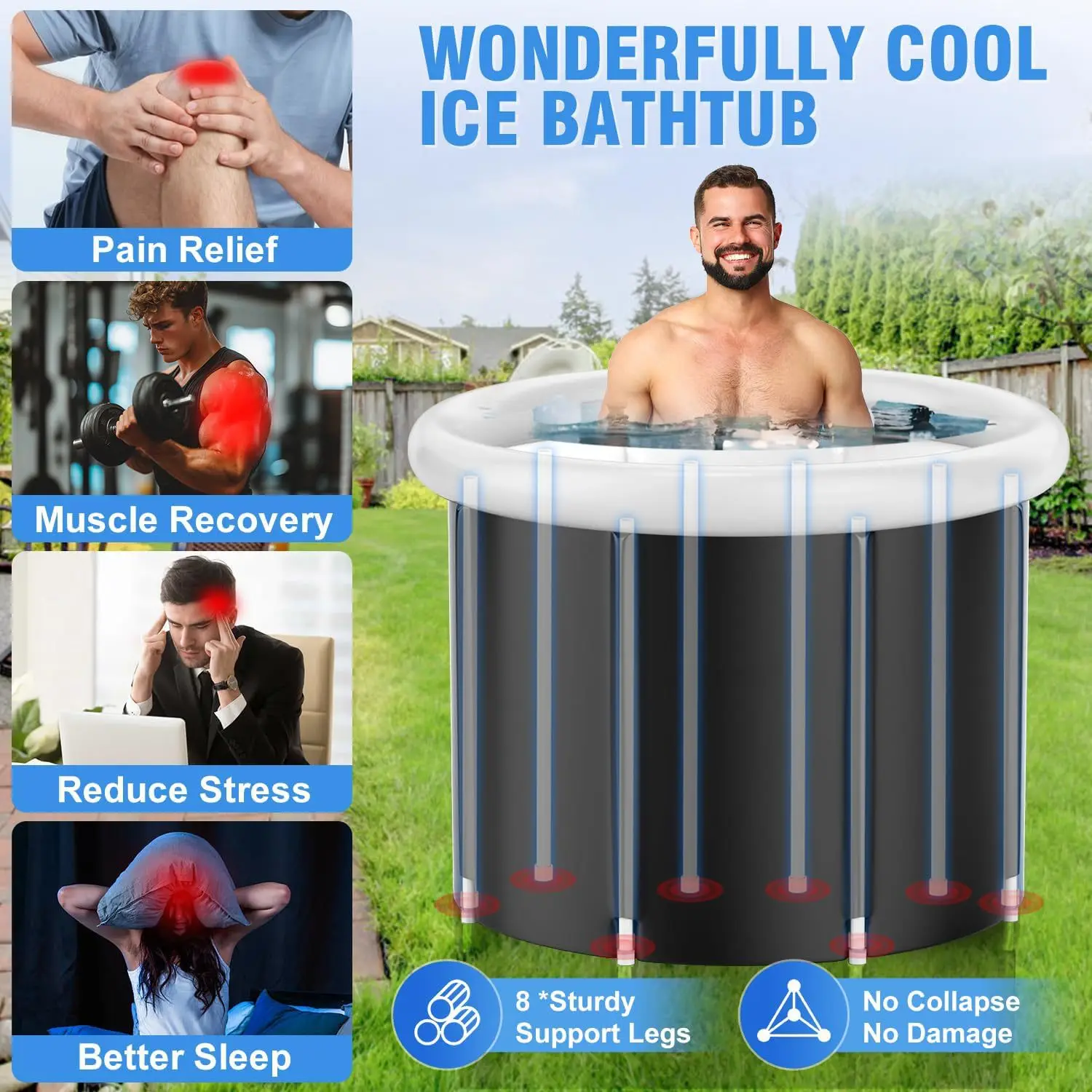 

Ледяная ванна для спортсменов и взрослых Портативная ледяная ванна для восстановления холодной погружной ванны Терапия холодной воды, надувной резервуар для ванны в помещении