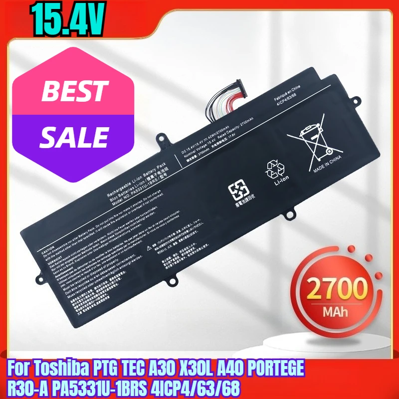 

15.4V 2700mAh Laptop Battery for Toshiba PTG TEC A30 X30L A40 PORTEGE R30-A PA5331U-1BRS 4ICP4/63/68