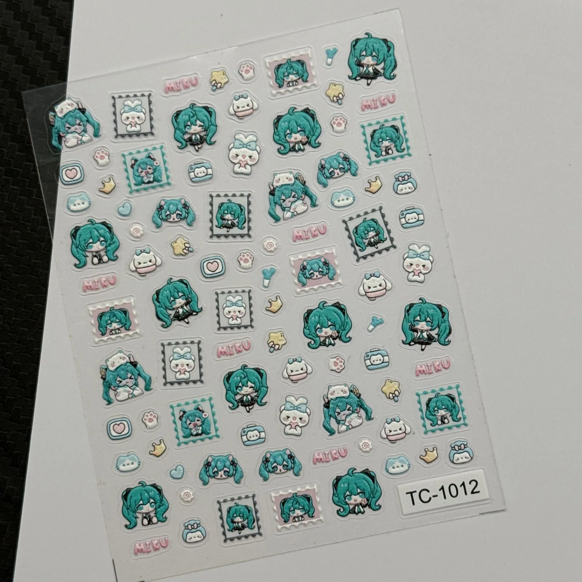 1PCS 5D Music Element Nail Stickers Hatsune Miku Self-Adhesive Nail Accessories Cute Style Virtual Character Singer Nail Parts