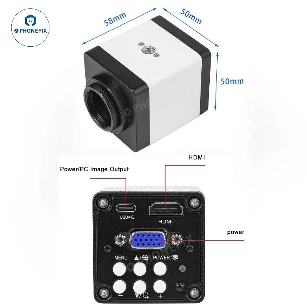 

2MP HD промышленная камера 1080P 60FPS HDMI VGA USB-C выход для мобильных телефонов, ноутбуков, планшетов, печатных плат, материнской платы, ремонт чипов BGA