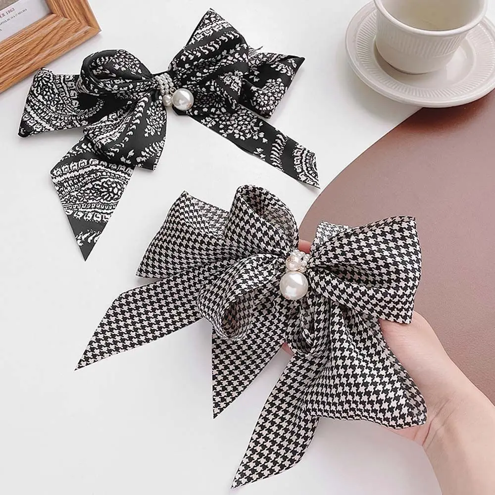 Elegant Girls Pattern Korean Women Plaid Bow Hair Clip Spring Clip Houndstooth Hair Accessories