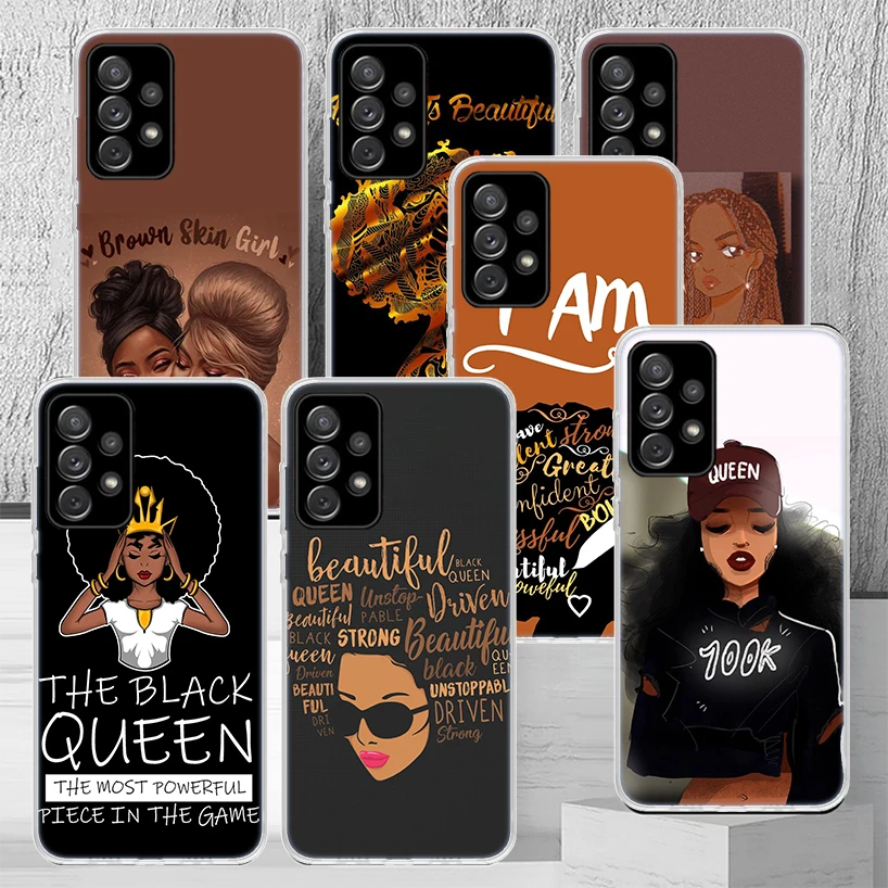 Black Girl Queen Melanin Poppin Phone Case Cover For Samsung Galaxy A55 A54 A52 A53 A15 A14 A12 A13 A25 A24 A22 A23 A35 A34 A32 