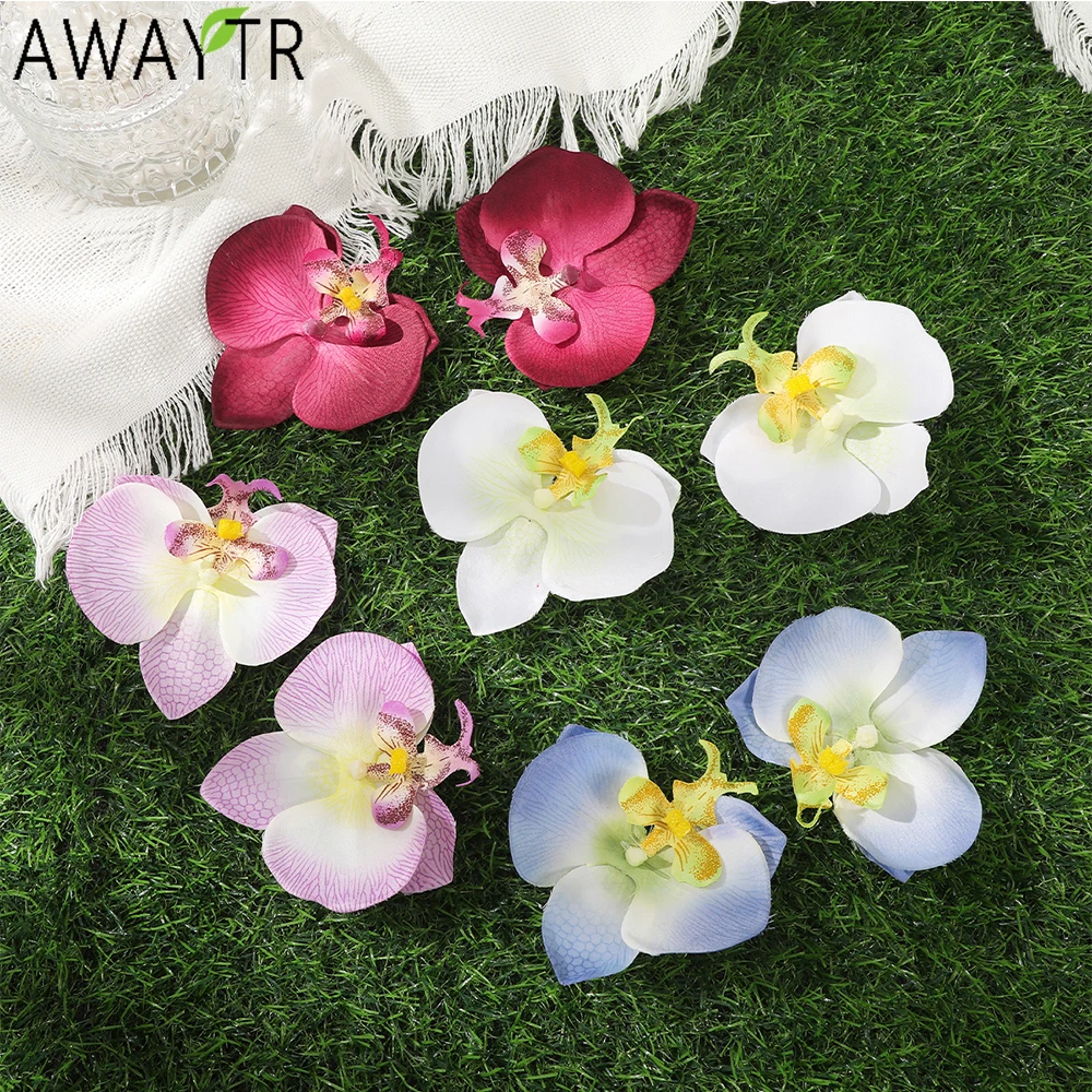 AWAYTR White Phalaenopsis Clip Hairpin Fashion Fabric Hair Sticks Valentine Headwear Girl Hair Accessories Festival Gift