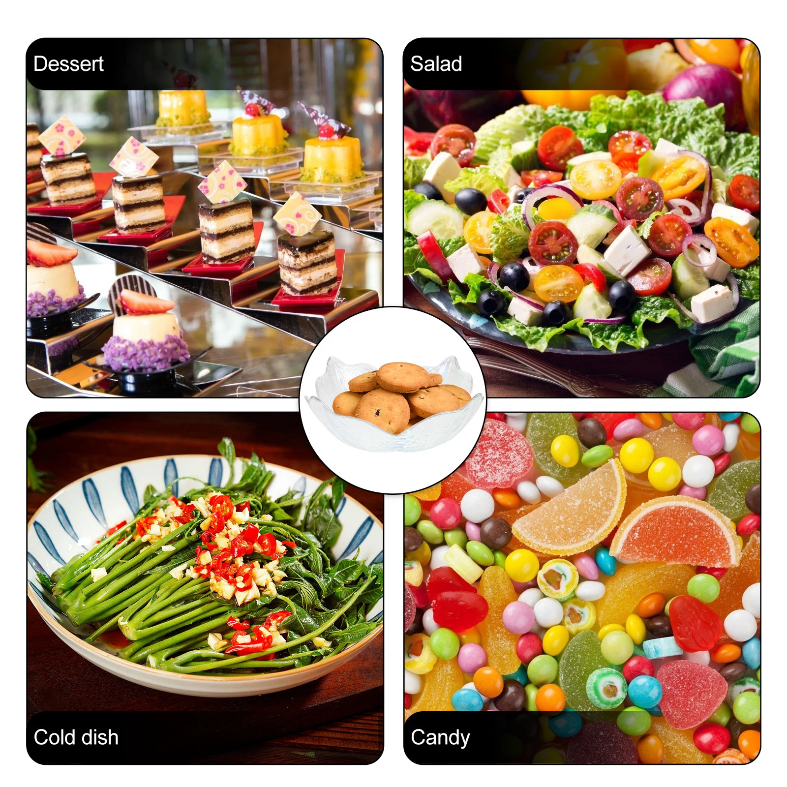 

Креативная стеклянная чаша с дизайном в виде лепестков, идеально подходит для фруктовых салатов, десертов, завтраков, декоративная чаша для кухни, вечеринок и праздников.