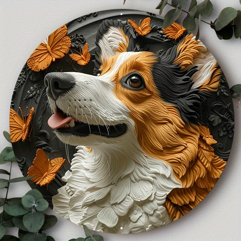 

Round Aluminum Dog Mask Metal Sign, Decorative Plate for Club Bar Cafe Home Office, Ideal for Dog Lovers, Wall Art Home Decor