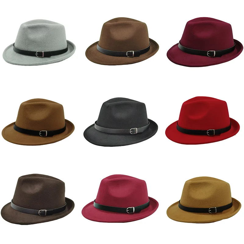 Chapéu Fedora sólido para homem, moda cavalheirina, aba curta unissex, Panamá, Britânico, Clássico, Fedora, Atacado, Outono, Inverno, 2023