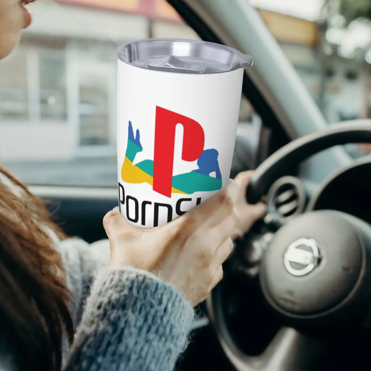 Ps Pron Star الأبيض الفولاذ المقاوم للصدأ بهلوان فراغ معزول القدح الحرارية زجاجة باردة القش مع غطاء 20 أوقية