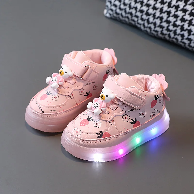 LED Children Luminous Sneakers Spring Autumn Fashion Baby Lights Shoes Kids Cartoon Cute Glowing Sneakers Toddler LED Shoes