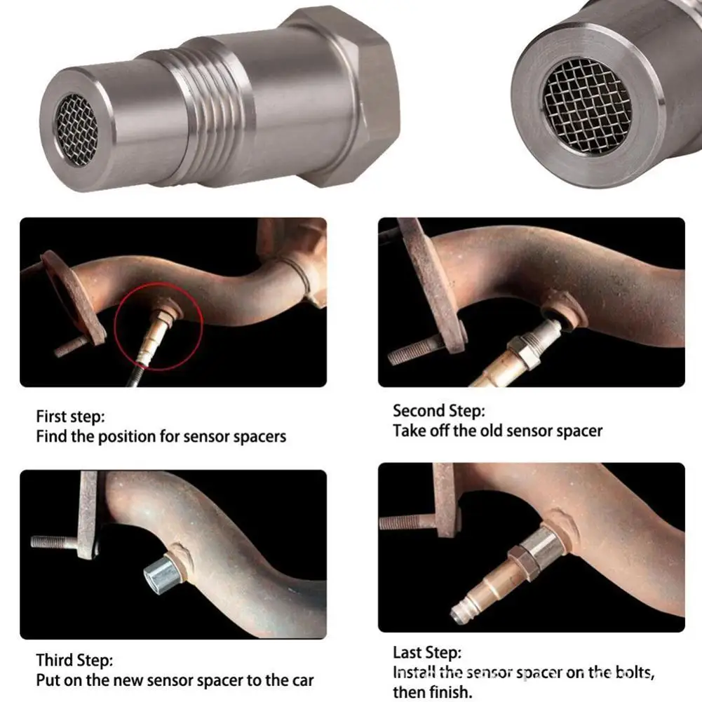 Filtro de Extensão Universal para Sensor de Oxigênio, O2 Sensor Connector, Extender Spacer, Rosca Interna, Adaptador de Aço Inoxidável, Auto Peças, M18 * 1.5