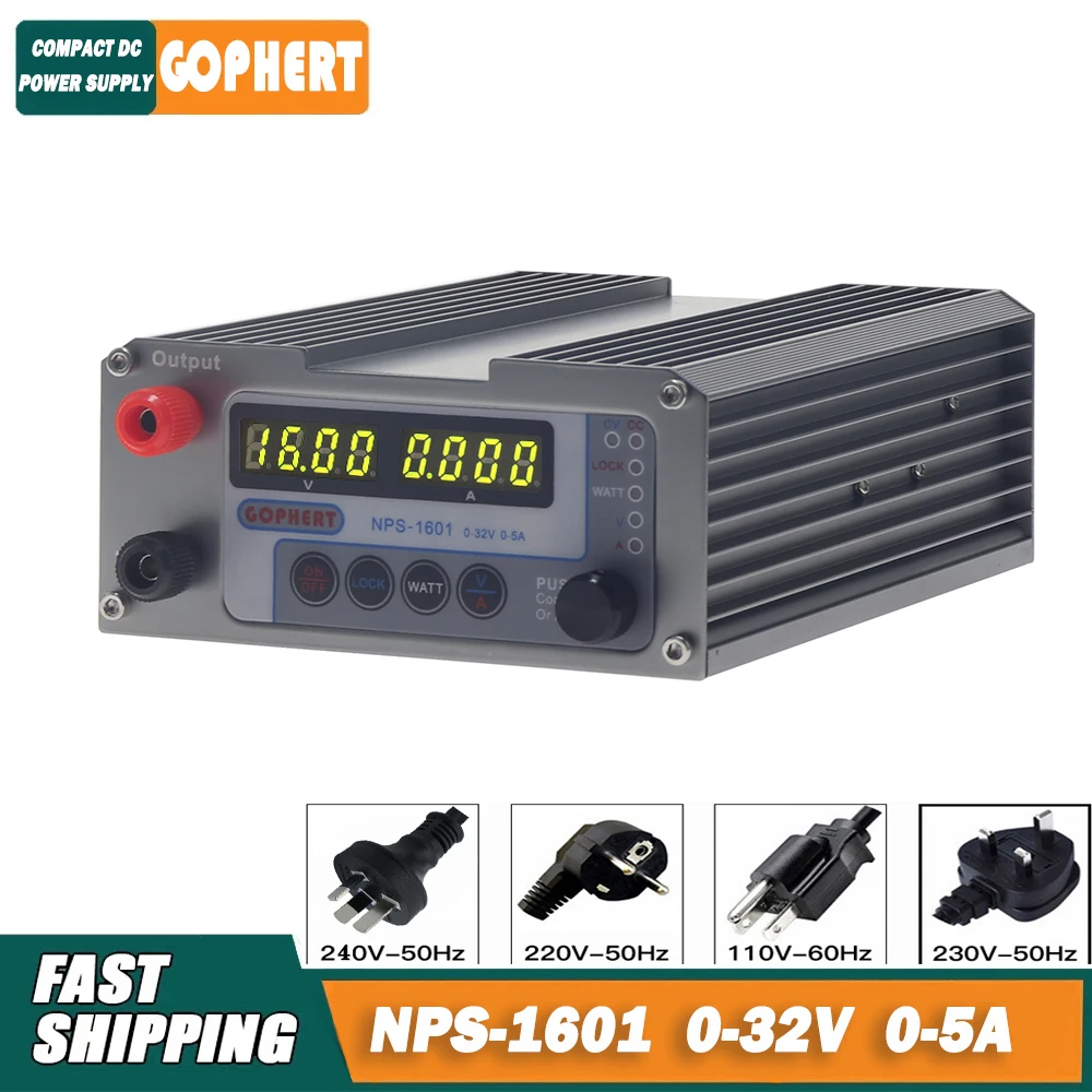 NPS-1601 1600 1602 3001 3002 3203 New Version Laboratory DIY Adjustable Digital Mini Switch DC Power Supply With Lock Function