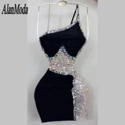 Little Black Dress For Women Beading Birthday Dresses 2024 Customized Luxury Short Prom Gowns Mini Cocktail Party Wear