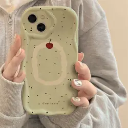 Green apple Phone Case For iPhone 14 Pro Max 15 11 12 13 Mini XR 6s 6 8 7 Plus X XS SE 2020 2022 Soft Silicone Cover