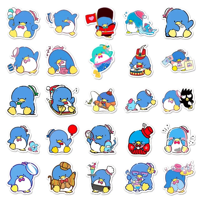 50pcs Tuxedo Sam Cartoon Paper Cute Blue Penguin Sticker Waterproof DIY Decorative Water Cup Laptop Luggage Desktop Sticker