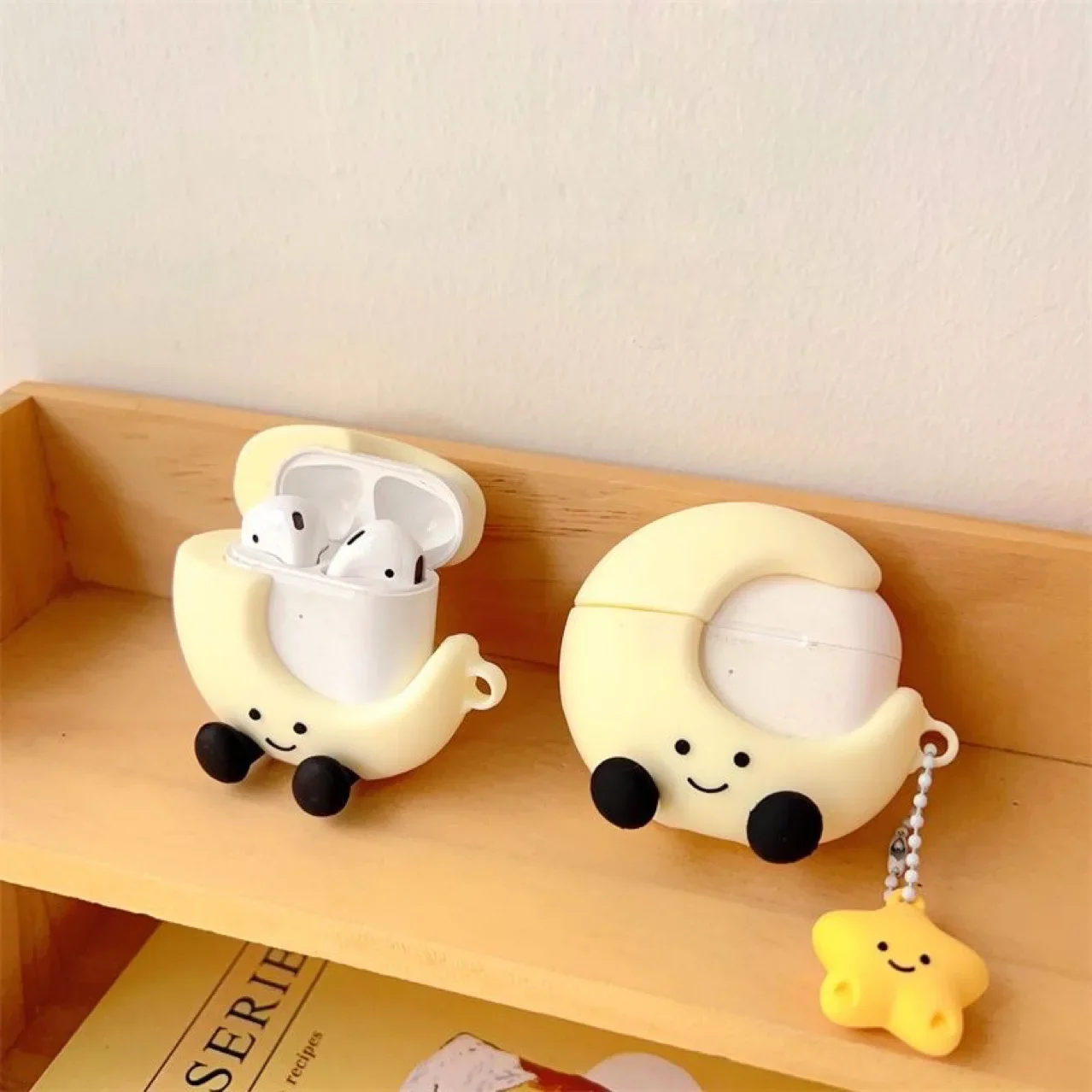 月と星の形をしたAirPods4,1, 2, 3 pro,pro2用のシリコンケース,充電ボックス,保護イヤホン用