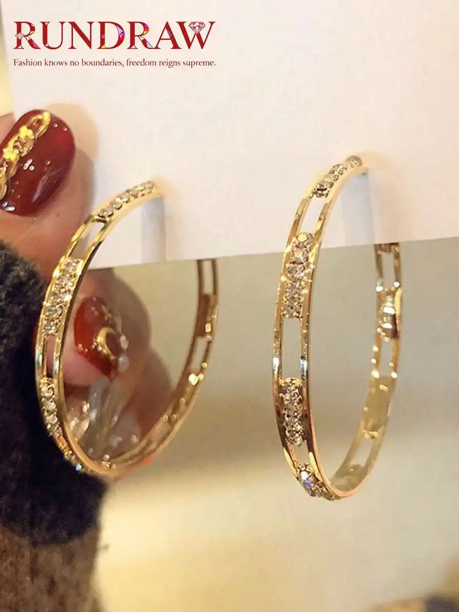 2 pares de pendientes de aro con circonita cúbica geométrica hueca, tono dorado de cobre ligero y lujoso, adecuados para fiestas, reuniones, bailes, etc.