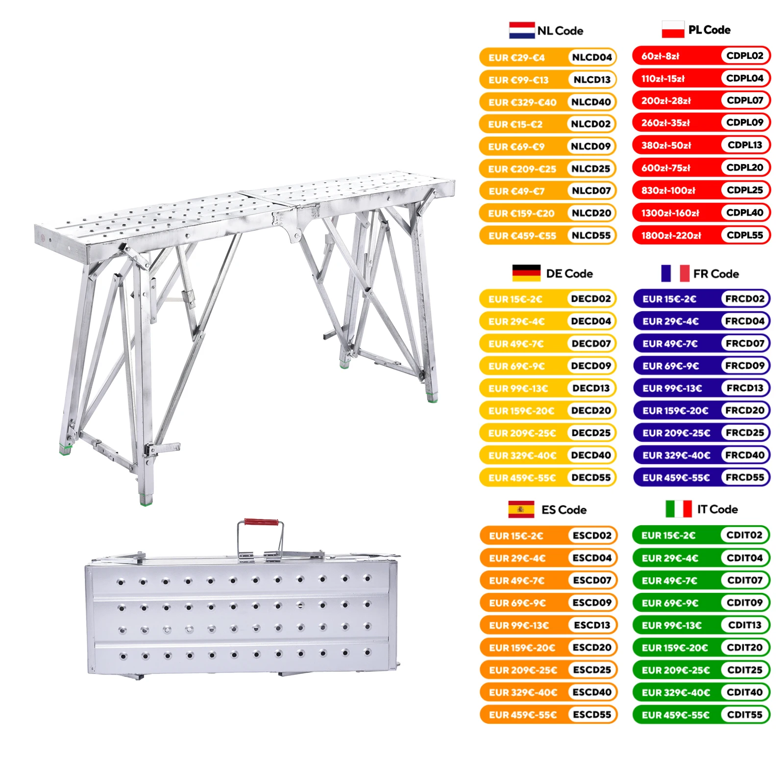 Draagbare steiger, hoogteverstelbaar, stalen gipsplaat-schilderstoel, verdikte plank, bouwtechniek, ladder