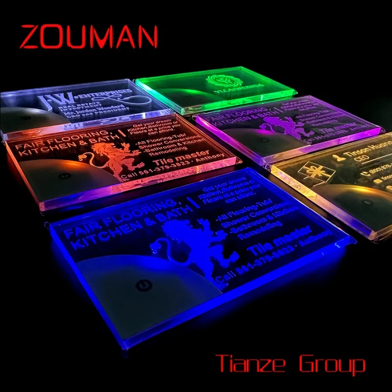 Custom , NEW 2023 Luxury LED Acrylic Business Card Custom Business Cards Design Printing Laser Engrave Unique Light up Business 