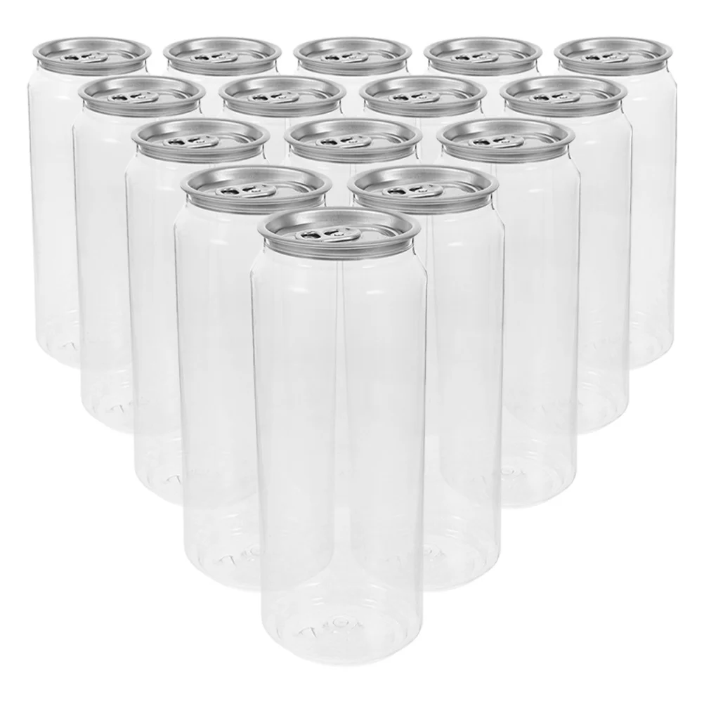 

15Pcs Empty Plastic Aluminum Beverage Cans 500Ml Portable Drink Containers for Juice Milk Tea Coffee Reusable Outdoor Picnic