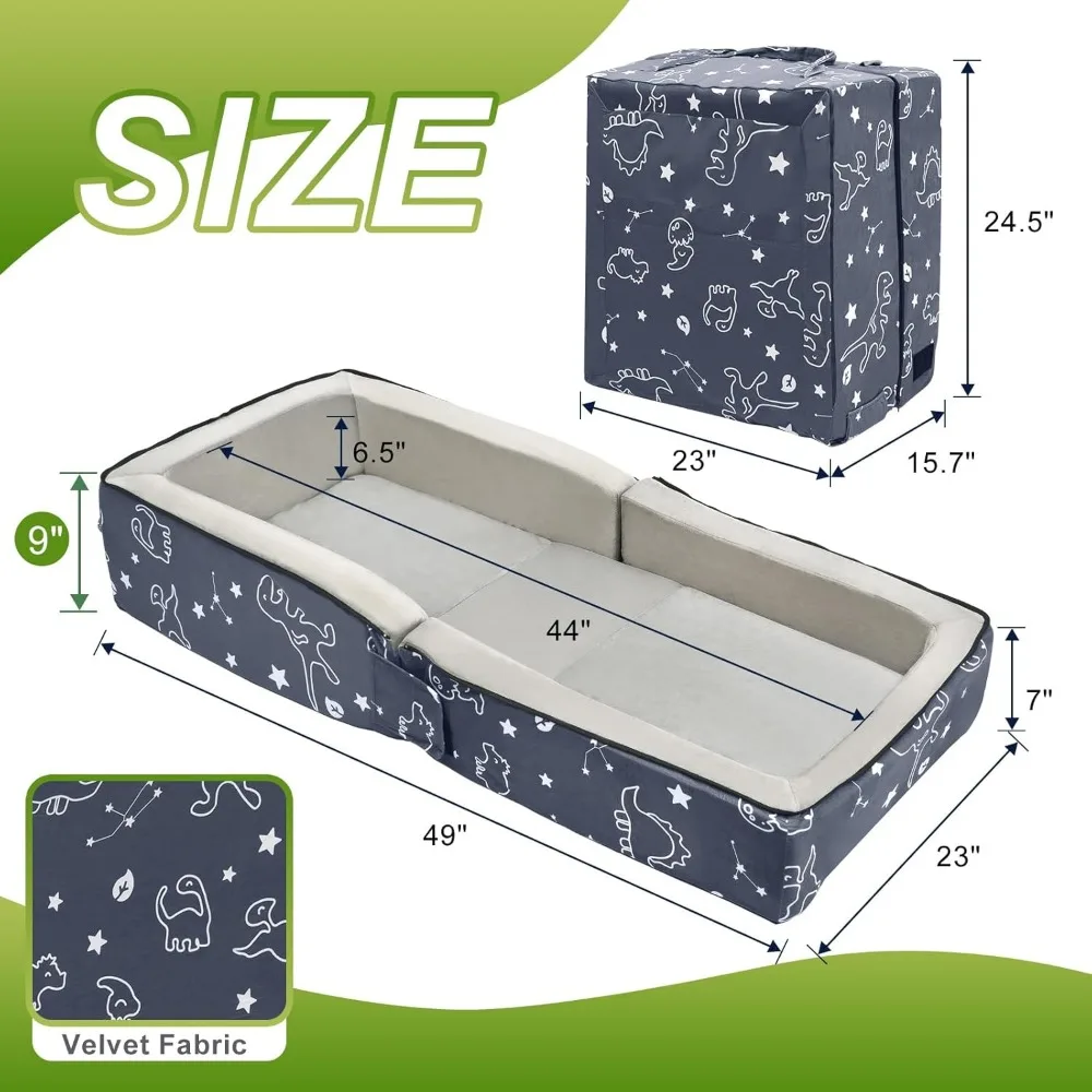 سرير سفر محمول بقدرة إسفنجية للأطفال الصغار، سرير أطفال قابل للغسل مناسب للأعمار من 1 إلى 4 سنوات من Velvet Fabri #4