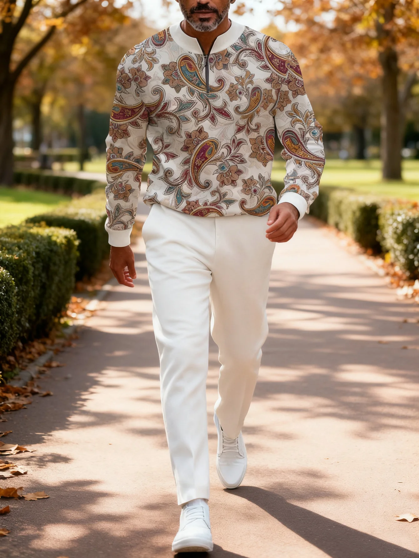 2-piece set, European and American men's fashionable sports long-sleeved top and long pants set