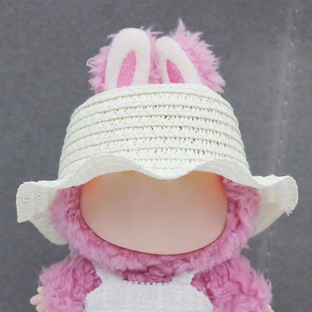 Moda 17cm labubu para labubu chapéu de malha substituição chapéu de pescador artesanal diy boneca roupas boneca