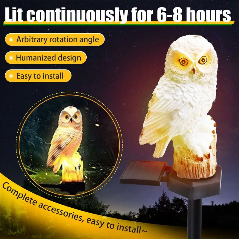 DT19 Solar Owl Lights, Outdoor Garden Lawn Decorative Lights, Solar Powered Waterproof, Auto On/Off, for Patio Yard Pathway