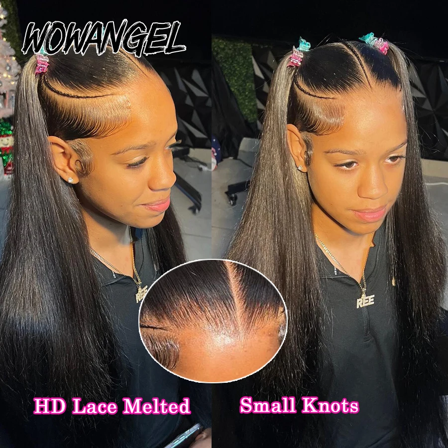 

Wow Angel 34inch 13x6 HD Lace Front Wigs Real HD Lace Melt Skins Human Hair Wigs 250% Silk Straight Wigs Brazilian Hair Wigs