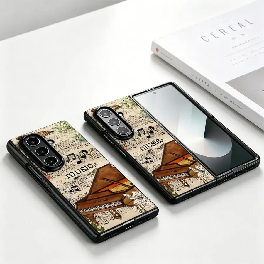 Hülle für Samsung Galaxy Z Fold 8 Ultra ZFold5 ZFold3 Z Fold 7 6 5 4 3 ZFold7 ZFold6 ZFold4 Handyhülle Vintage Piano