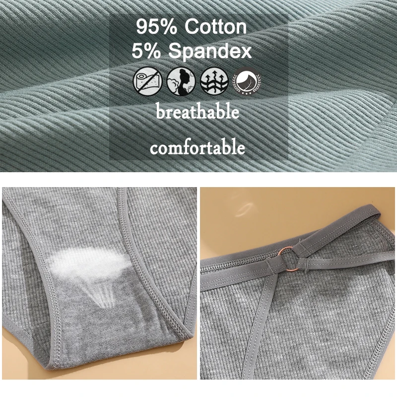 FINETOO 3PCS/SET Women Cotton Panties Women Sexy Low Rise Briefs Female Breathbale Underwear Button Design Pattern Soft Lingerie - Image 4