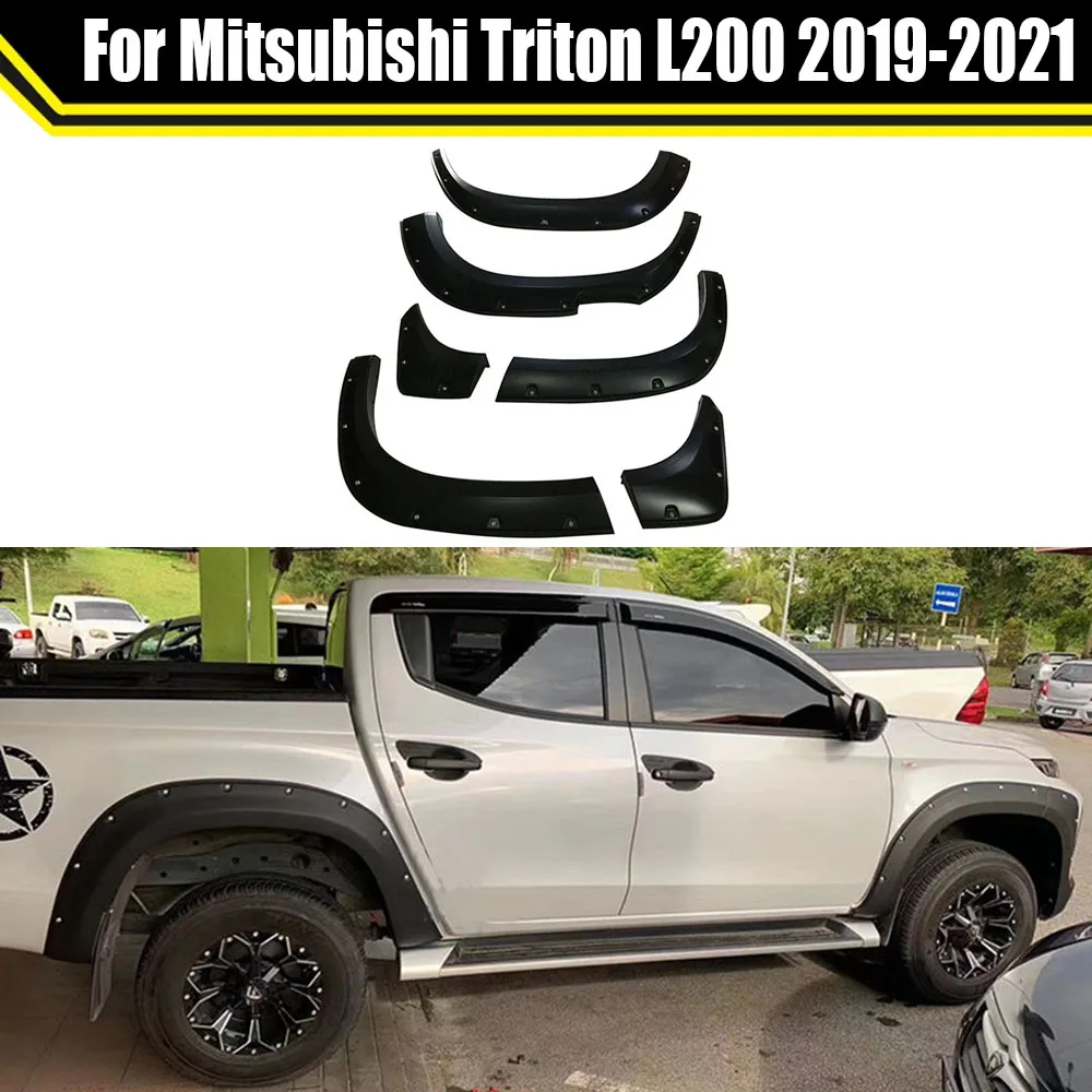 Off-Road Auto Parts Mud Flaps For Mitsubishi Triton L200 2019-2021 Wheel Arch Wheel Eyebrow Fender Flares With Decoration Bolts