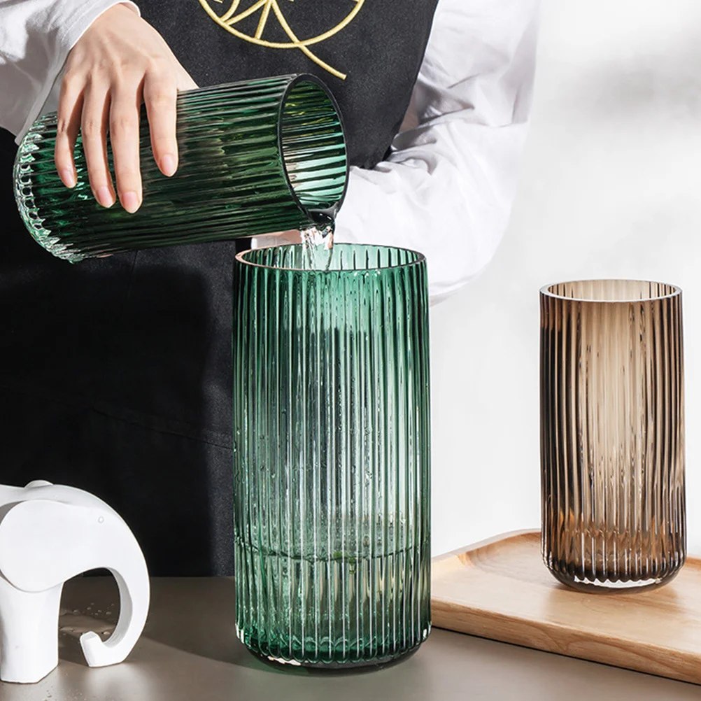

1Pcs Pillar Glass Vase Light Strong Texture Home Hotel Flower Pot Nordic Style Decorative Bottle