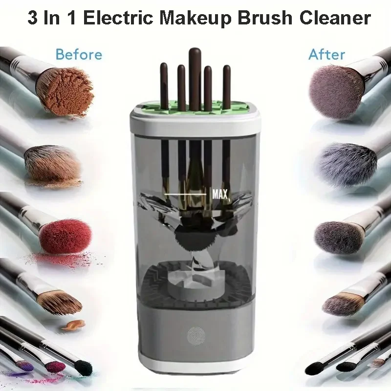 3 in 1 Makeup Brush Cleaner and Dryer Automatic Rotary Makeup Brushes Cleaner USB Plug Electric UV Sterilization Box Makeup Tool