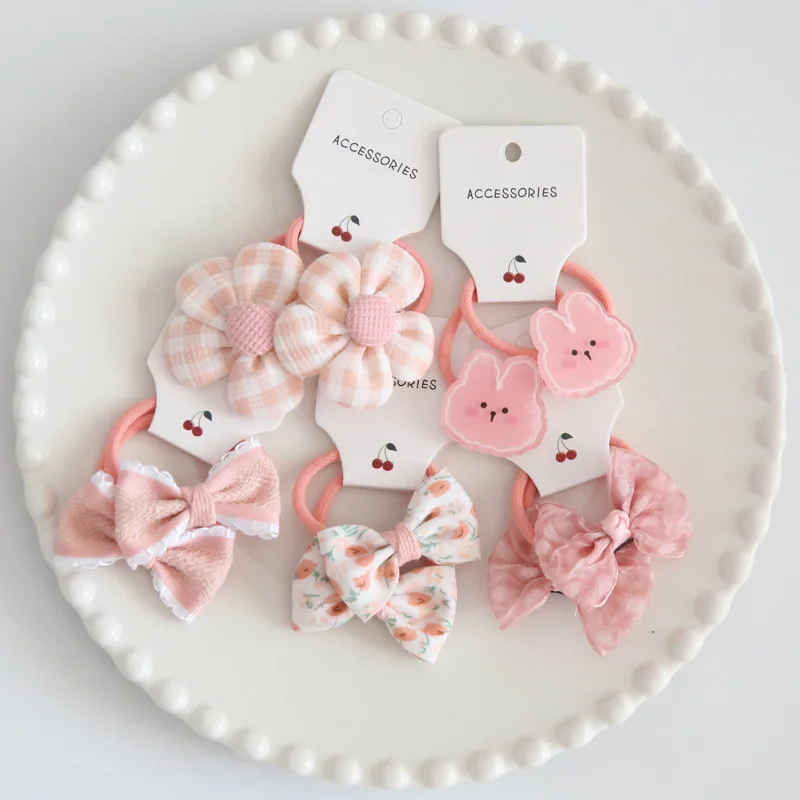 10Pcs Baby Girl Hair Accessories Bow Sweet Kids Hairbands for Girls Korean Children Hair Tie Princess Elastic Hair Rope