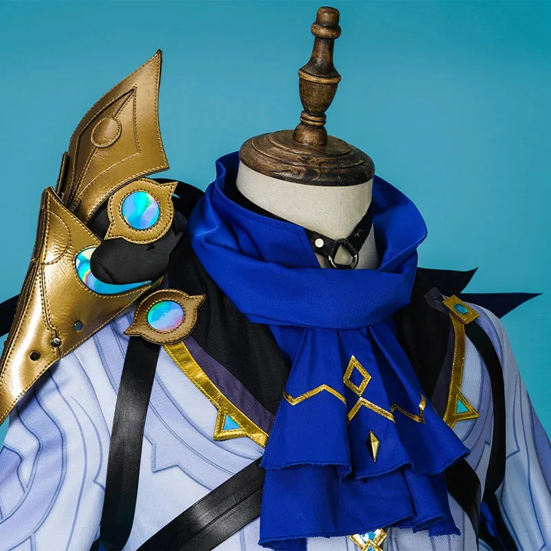 DY20Game Genshin Impact Il Dottore الطبيب تأثيري حلي عباءة شعر مستعار القرط قناع السراويل العليا قفازات أحد عشر Fatui Harbinger رجل