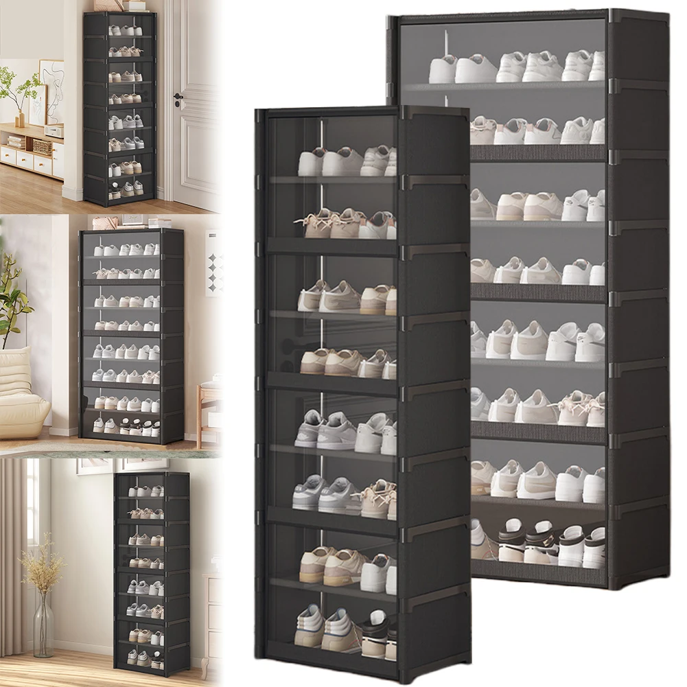 9-Tier Shoe Rack Organizer with Clear Cover Sneaker Rack Organizer Shoes Cabinet Closed Shelves for Entryway Bedroom and Hallway