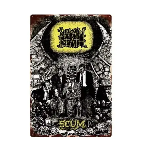 Affiche murale en métal Napalm Death Scum Album Art, décoration murale pour groupe de heavy metal