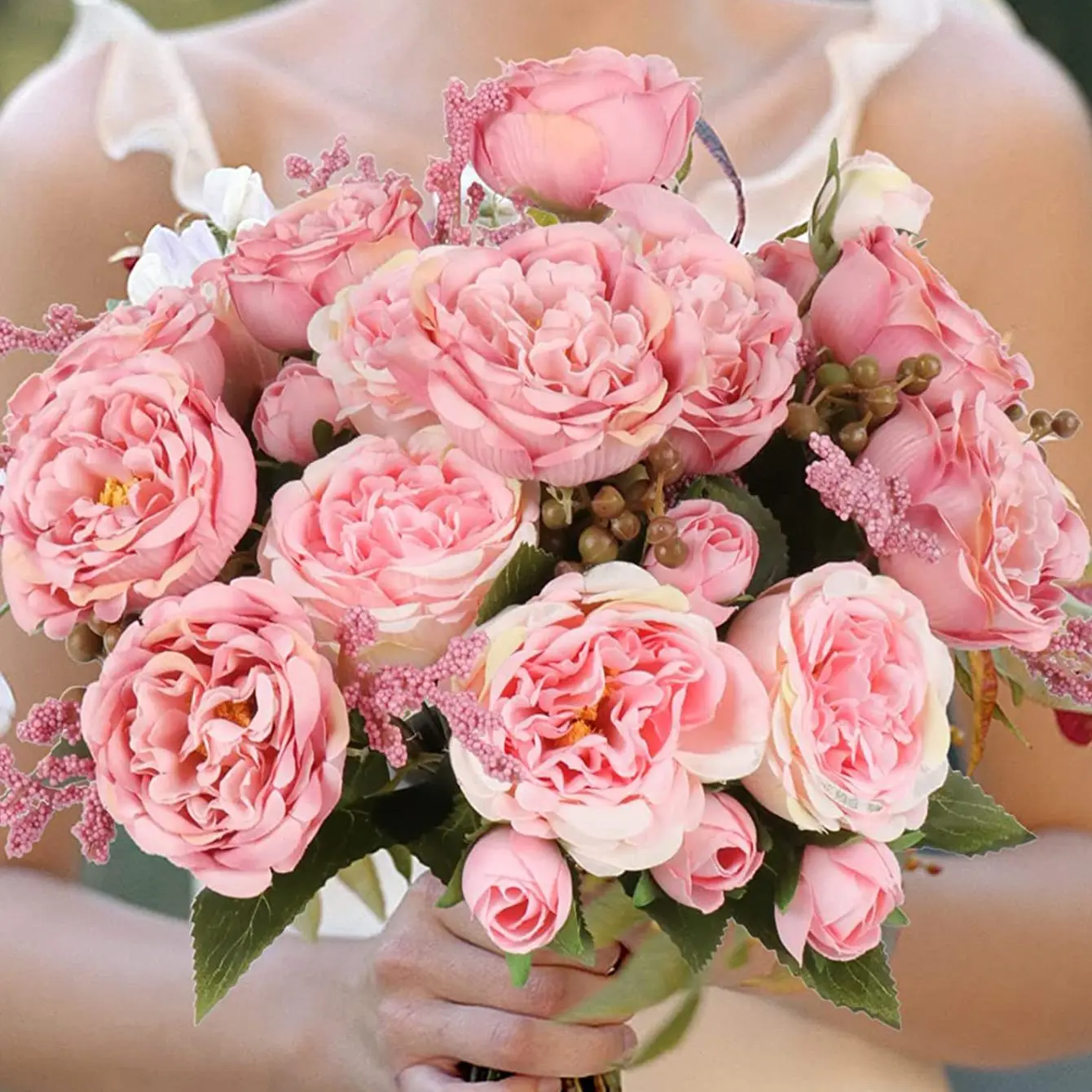 الزهور الاصطناعية الحرير الورود الفاوانيا مهرجان المنزل زهرية الزفاف جدار غرفة ديكورات للباحة هدايا عيد الحب لتقوم بها بنفسك صندوق القصاصات #2