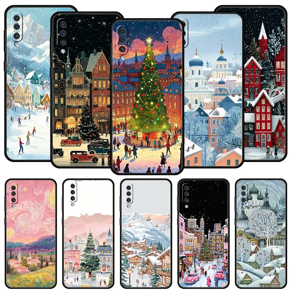 Phone Case For Samsung A56 A36 A26 A24 A12 A14 A16 A50 A70 A22 A32 A34 A54 A42 A52 5G A06 Cover Cartoon Christmas Style
