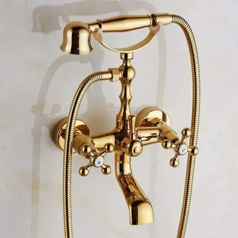 

Chrome Bathroom Bath Tub Wall Mounted Hand Held Antique Brass Shower Head Kit Shower Faucet Mixer Sets