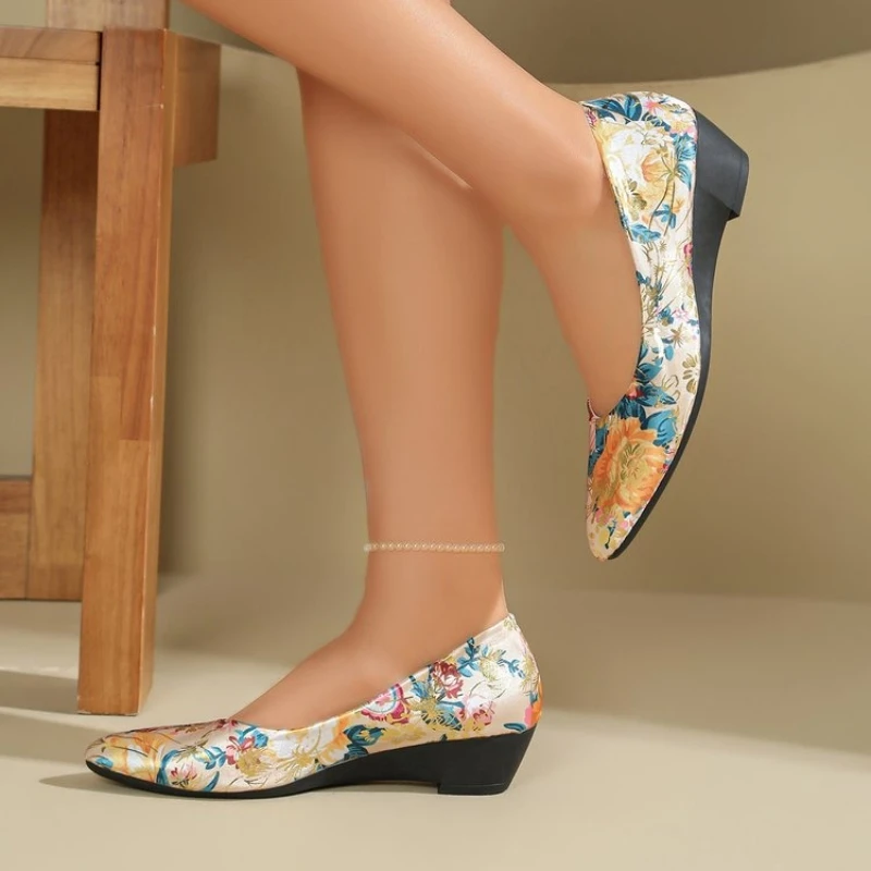 Frühling Herbst Druckdesign Spitze Damen Mid-Heel Einzelschuhe 2026 Mode Einfacher Stil Outdoor Freizeitschuhe für Damen – Detail 5