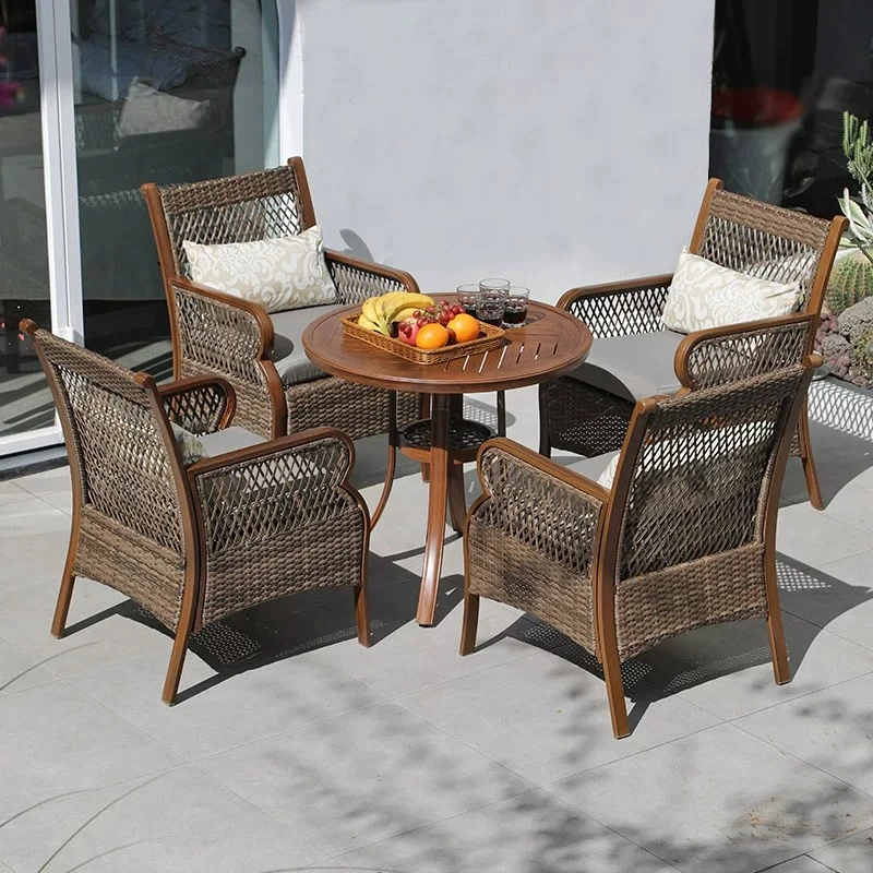 Outdoor tables and chairs Outdoor leisure courtyard Open-air waterproof sunscreen rattan garden hotel terrace Balcony rattan