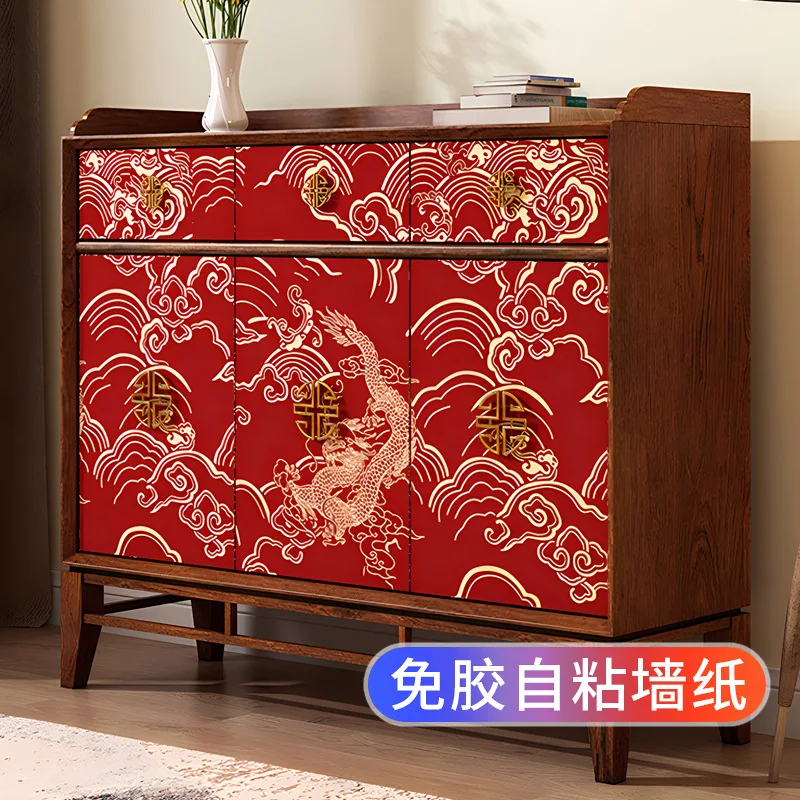 Chinese style self adhesive vintage stickers for furniture cabinet shoe rack cupboard door renovation glass coloring decoration