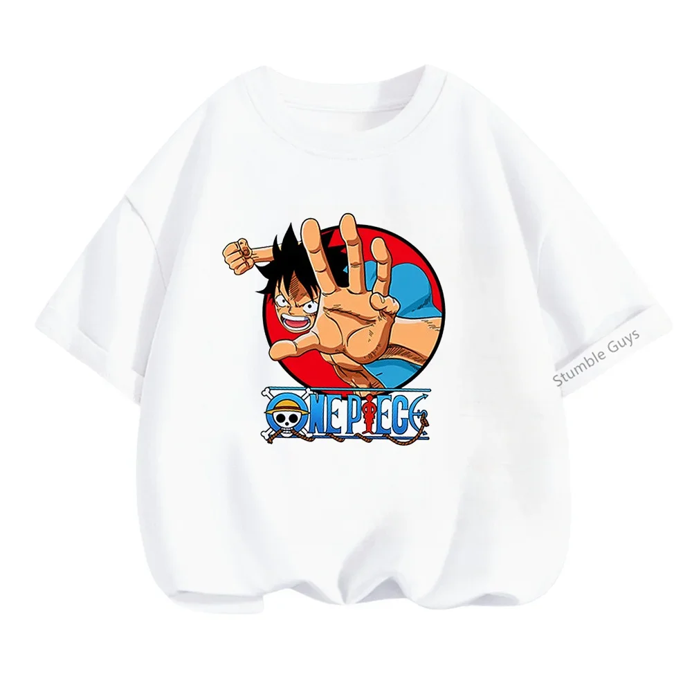 Hot Anime One Pieces T-shirt Summer Teen Short Sleeve Tops Tees Tshirt Kids Boys Clothes Girls Luffy T Shirt Sonic Tops