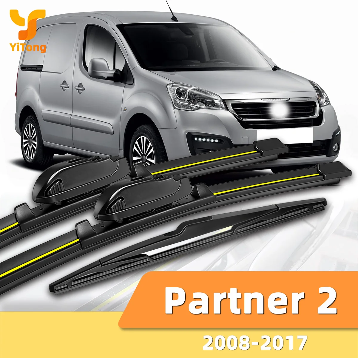 Suitable For Peugeot Partner 2 2008-2017 Front And Rear Windshield Wipers Durable Accessories For Car Windshields 2009 2012 2014