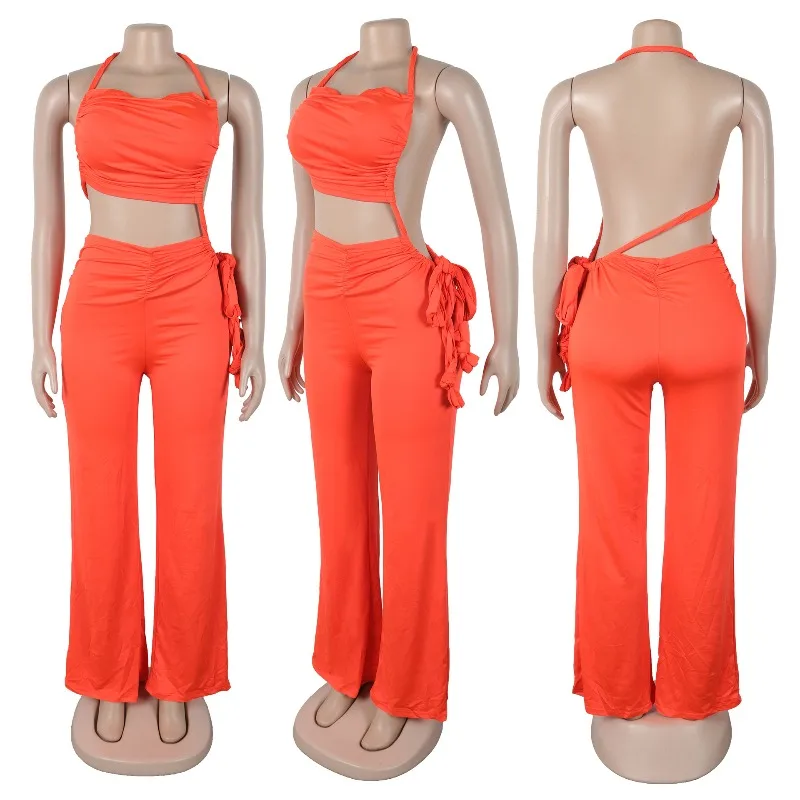 Mono Sexy con cuello Halter y espalda descubierta para mujer, peleles y monos de una pieza sin tirantes para fiesta y Club nocturno, trajes de cumpleaños en general