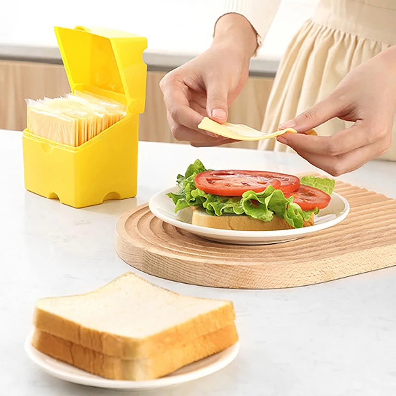 Cheese Storage Container Kitchen Accessories Plastic Cheese Shaped Refrigerator Slice Cheese Storage Box Kitchen Gadgets