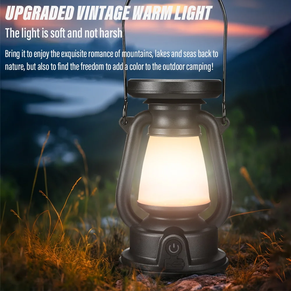 Solar Multifunctional Camping Light with 3 Lighting Modes, Infinitely Dimmable, Polycrystalline Solar Panel, For Outdoor Use