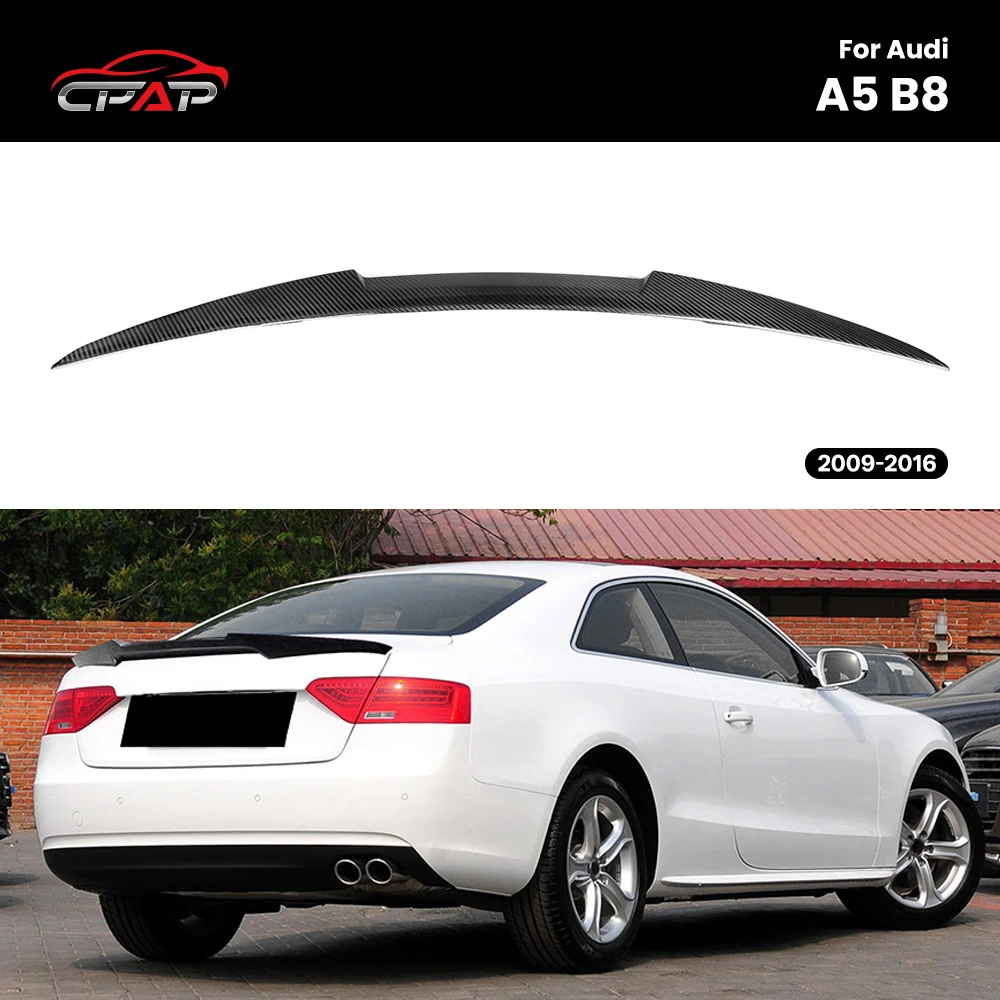 

Real Dry Carbon Fiber Rear Trunk Roof Spoiler Boot Wing For Audi A5 B8 Sedan M4 Style 2009-2016 Car Exterior Accessories